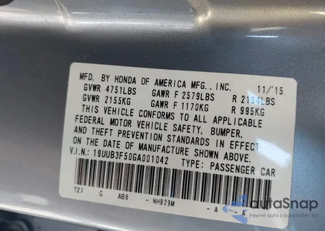 2016 Acura Tlx V6 Tech z USA, uszkodzony, nr VIN 19UUB3F50GA001042